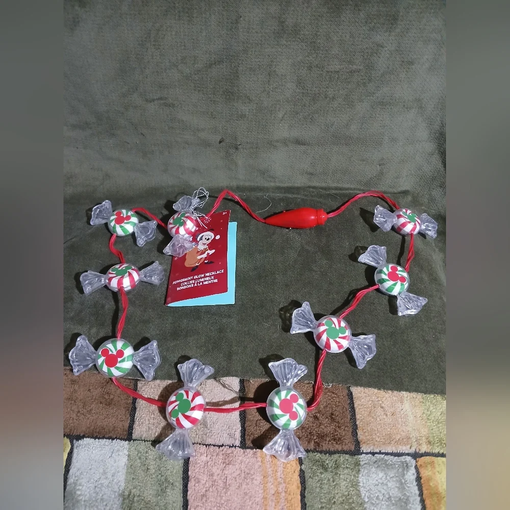 Peppermint candy light up glow necklace/ lanyard.